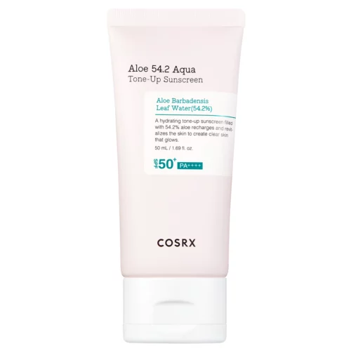COSRX Aloe 54.2 Aqua Tone-Up Sunscreen SPF50+ tonējošs saules aizsargkrēms sejai ar alveju