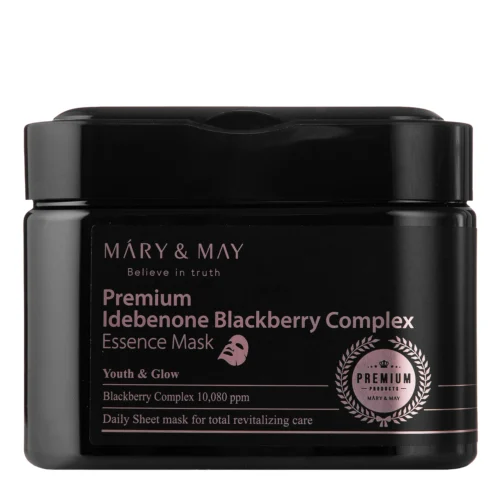 Mary&May Premium Idebenon Blackberry Complex Essence Mask antioksidantu sejas masku komplekts