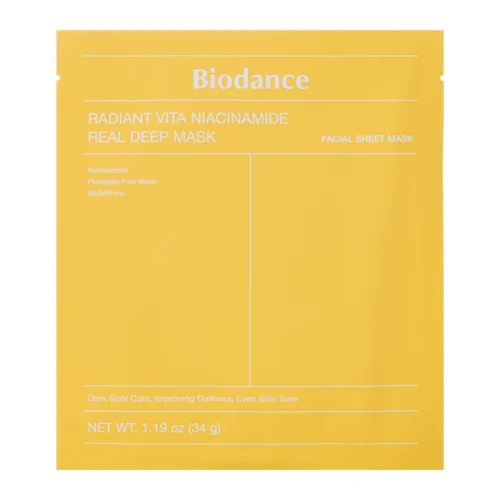 Biodance Radiant Vita Niacinamide Real Deep Mask balinoša nakts sejas maska pret pigmentāciju