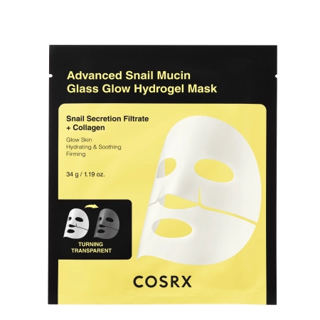 COSRX Advanced Snail Mucin Glass Glow Hydrogel Mask sejas maska ādas mirdzumam