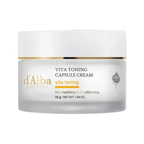 d'Alba Vita Toning Capsule Cream barojošs sejas krēms ar trifeļu eļļas kapsulām