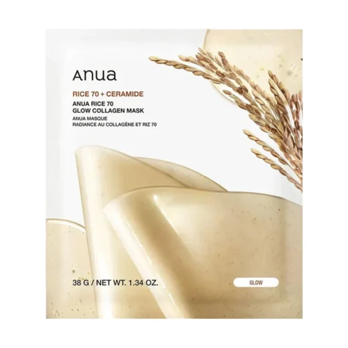Anua Rice 70 Glow Collagen Mask hidrogela sejas maska ādas mirdzumam