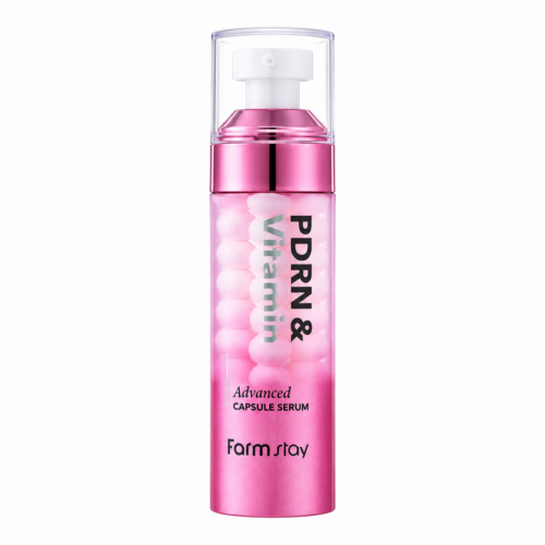 Farmstay PDRN & Vitamin Advanced Capsule Serum serums ar kapsulām ādas mirdzumam