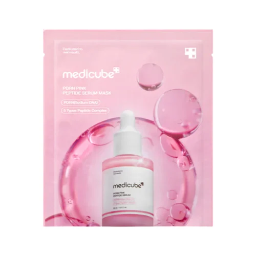 Medicube PDRN Pink Peptide Serum Mask auduma maska sejas mirdzumam ar PDRN